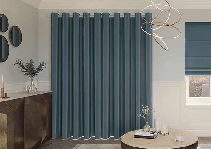 Akoya Faux Silk, Lustre Ink Blue - Made to Measure Curtain - Image 7
